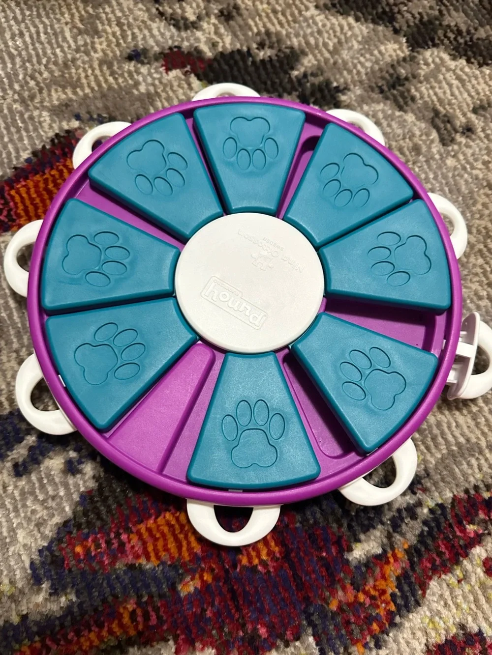Outward Hound Dog Enrichment Puzzle Feeder - Teal, Purple & White